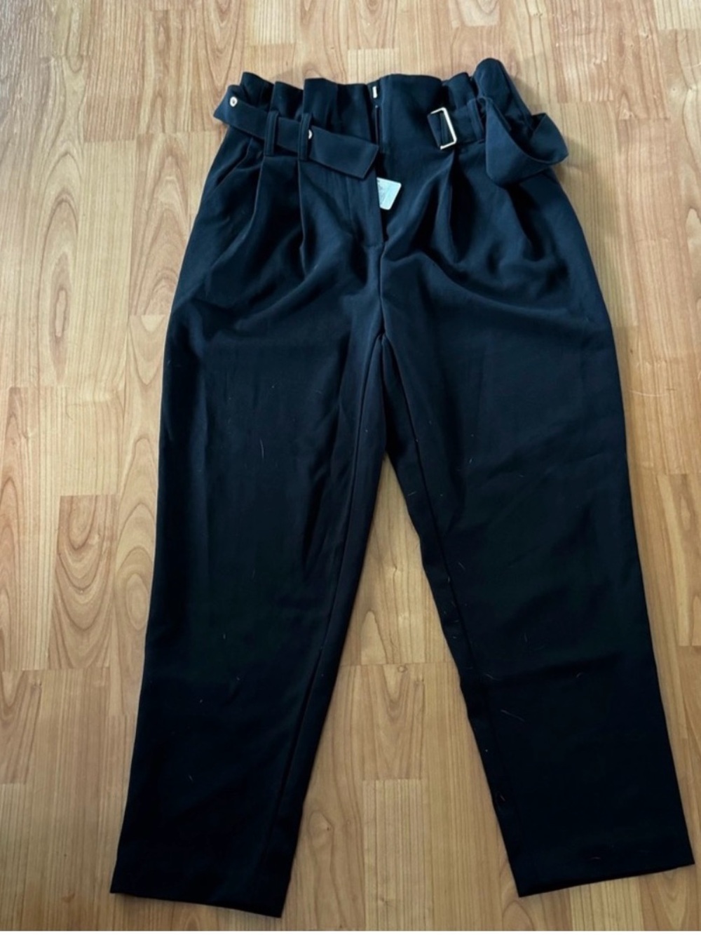 Molly Bracken women's belted paperbag waist trousers.